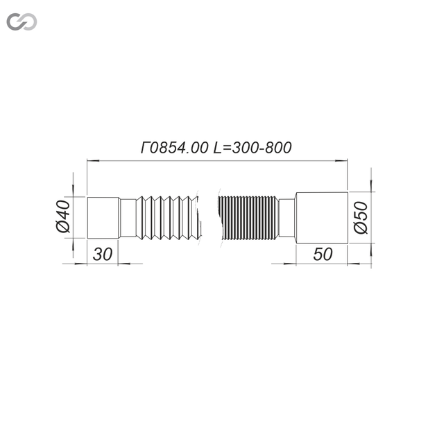 Відведення гофроване SoloPlast Г0854.00, 300-800мм - зображення 2