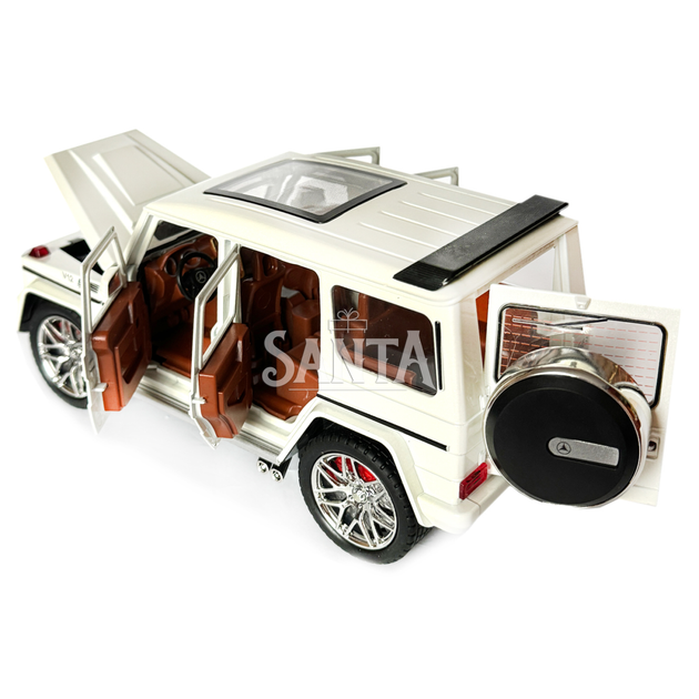 Машинка металева Mercedes-Benz G63 AMG Гелінтваген мерседес білий 1:24 світло, інерція, відчиняються двері, багажник, капот, 22*8*9,5см (AP-1834) - зображення 7