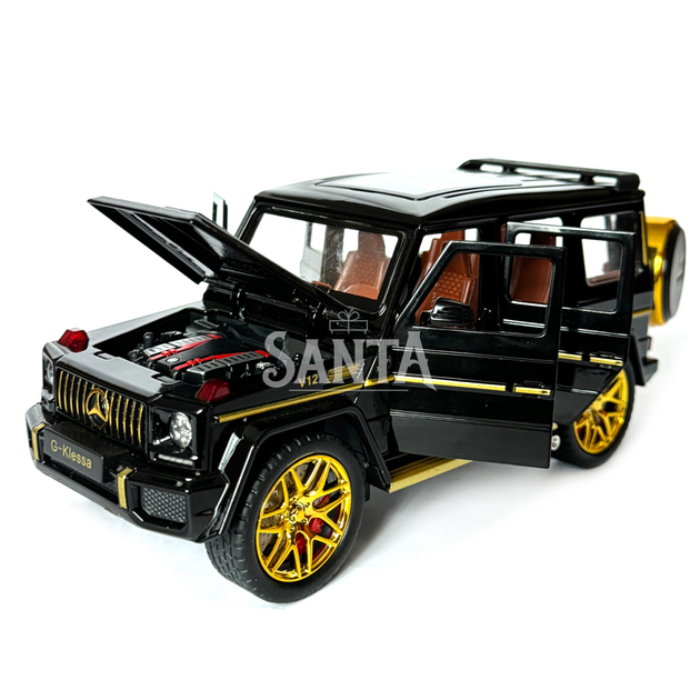 Машинка металева Mercedes-Benz G63 AMG Гелінтваген мерседес чорний 1:24 світло, інерція, відчиняються двері, багажник, капот, 22*8*9,5см (AP-1834) - зображення 4