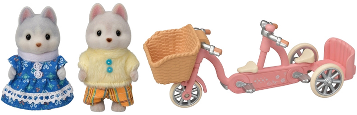 Zestaw do zabawy Epoch Sylvanian Families Tandem Cycling Husky Sister And Brother 5637 (5054131056370) - obraz 3