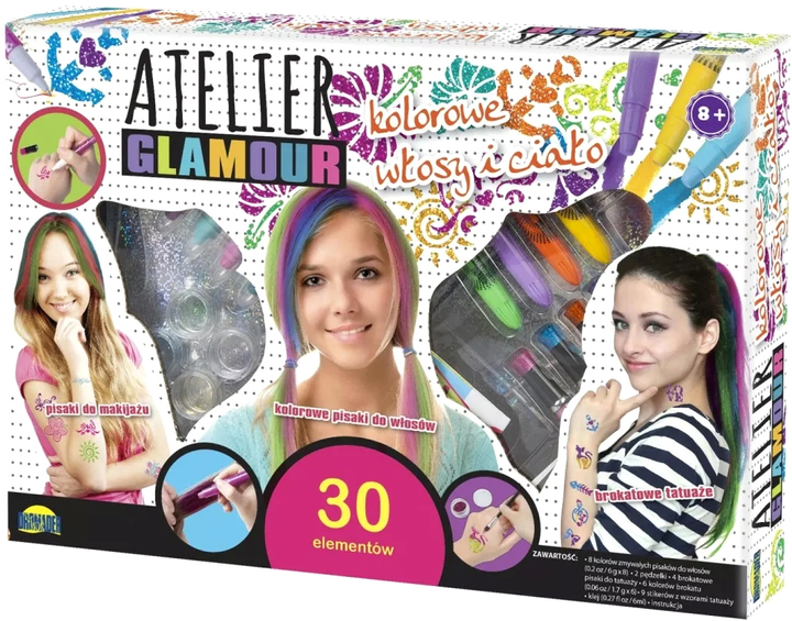Набір косметики Dromader Atelier Glamour Кольорове волосся та тіло (6900360029977) - зображення 1