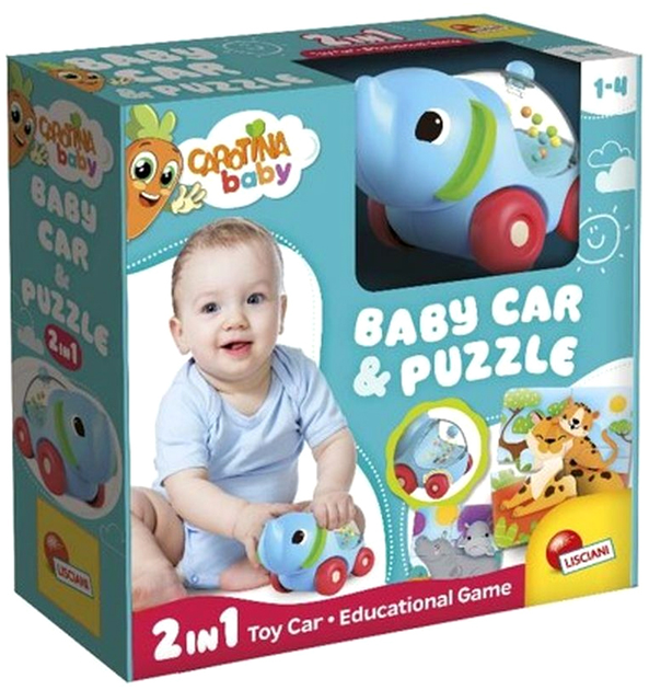 Zabawka edukacyjna Lisciani Carotina Baby Elephant Car And Puzzle (8008324102280) - obraz 1