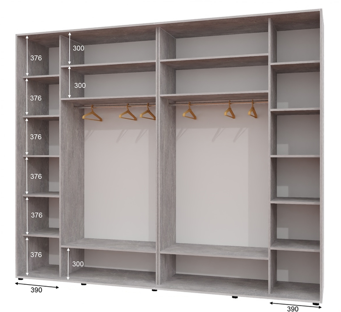 Шкаф-купе трехдверный Алекса 300*60*230 см Индастриал 3 двери Зеркало ...