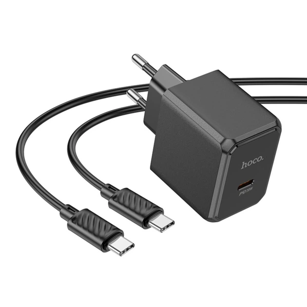 Сітчастий зарядний пристрій HOCO CS13A Ocean single port PD20W Charger Set (Type-C to Type-C) Black (6942007603843 ) - зображення 3
