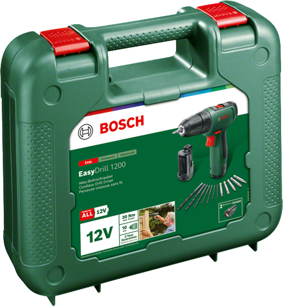 Akumulatorowa wiertarko-wkrętarka Bosch EasyDrill 1200 2 akumulatory + zestaw wierteł i bitów (06039D3007) - obraz 4