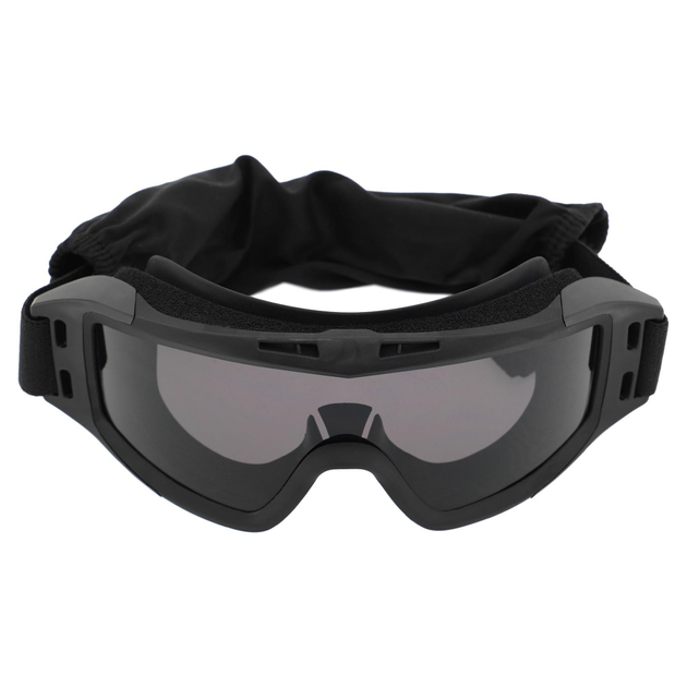 Очки защитные маска со сменными линзами и чехлом SPOSUNE JY-023-1 оправа-черная цвет линз серый - изображение 2