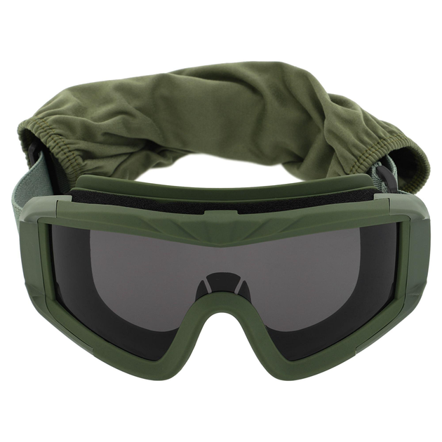 Очки защитные маска со сменными линзами и чехлом SPOSUNE JY-026-1 оправа оливковая цвет линз серый - изображение 2