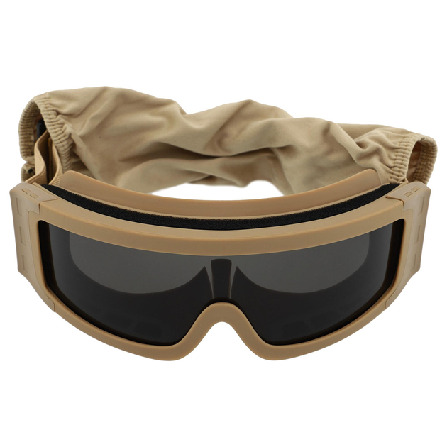 Очки защитные маска со сменными линзами и чехлом SPOSUNE JY-027-4 оправа-хаки цвет линз серый - изображение 2