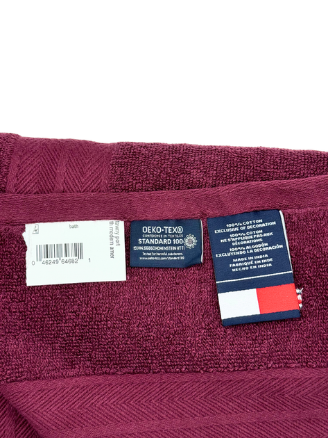 Полотенце махровое Tommy Hilfiger Modern American Банное 76х138 см Бордовое (1159801157) - Фото 5 Полотенце махровое Tommy Hilfiger Modern American Банное 76х138 см Бордовое (1159801157) - изображение 5