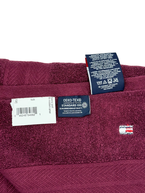 Полотенце махровое Tommy Hilfiger Modern American Банное 76х138 см Бордовое (1159801157) - Фото 6 Полотенце махровое Tommy Hilfiger Modern American Банное 76х138 см Бордовое (1159801157) - изображение 6