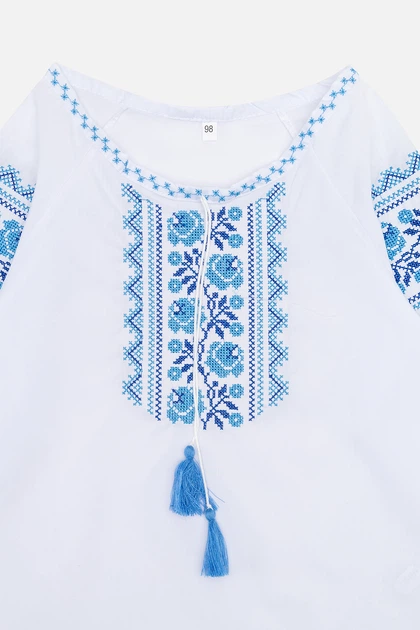 Вышиванка с длинным рукавом для девочки 116 цвет белый No Brand ЦБ-00246416 - изображение 2