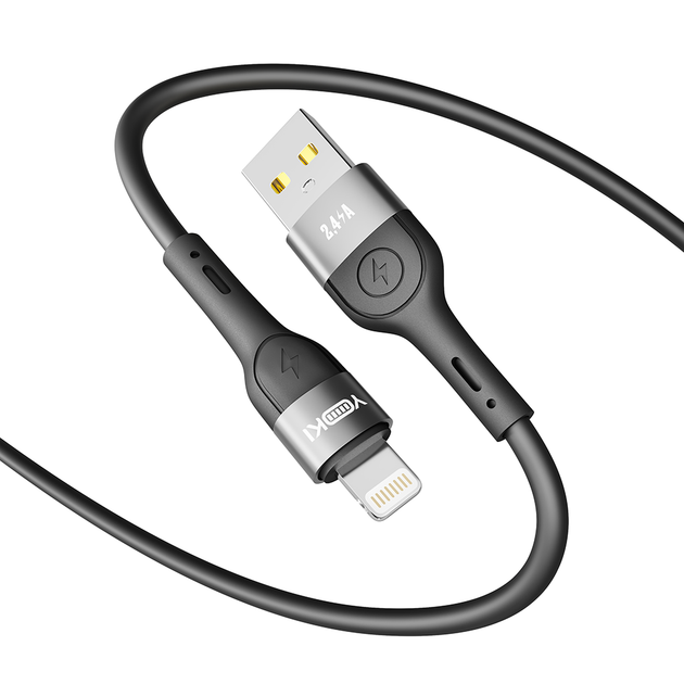 Кабель для зарядки и обмена данными USB YOKI YK-EX11 EXTRA Series USB/Lightning 12W (2.4A/5V) 1.2m Black - Фото 4 Кабель для зарядки и обмена данными USB YOKI YK-EX11 EXTRA Series USB/Lightning 12W (2.4A/5V) 1.2m Black - изображение 4