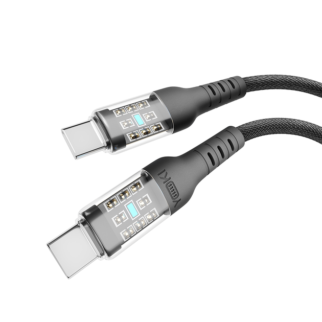 Кабель для зарядки и обмена данными USB YOKI YK-CY23 CYBER Series Type-C to Type-C 60W (3A/20V) 1.2m Черный - изображение 7