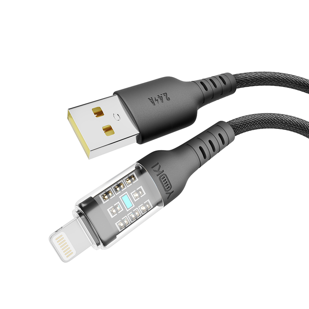 Кабель для зарядки и обмена данными USB YOKI YK-CY23 CYBER Series USB/Lightning 12W (2.4A/5V) 1.2m Черный - изображение 7