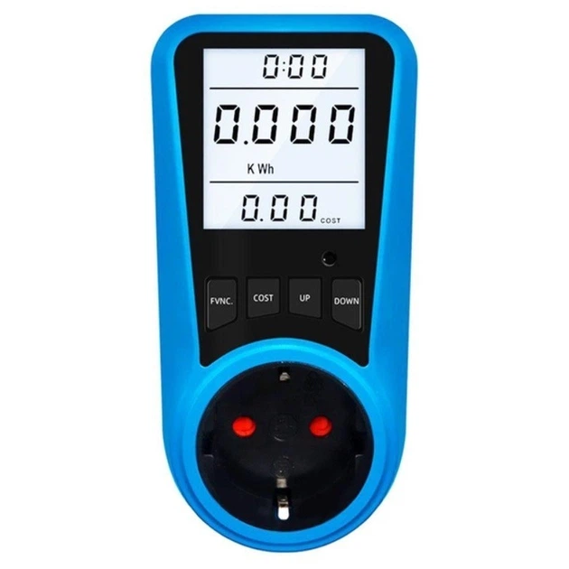 Розетка з лічильником електроенергії енергометр ватметр побутовий Intertek KP-PMB09L, з підсвічуванням дисплея, Blue - изображение 1