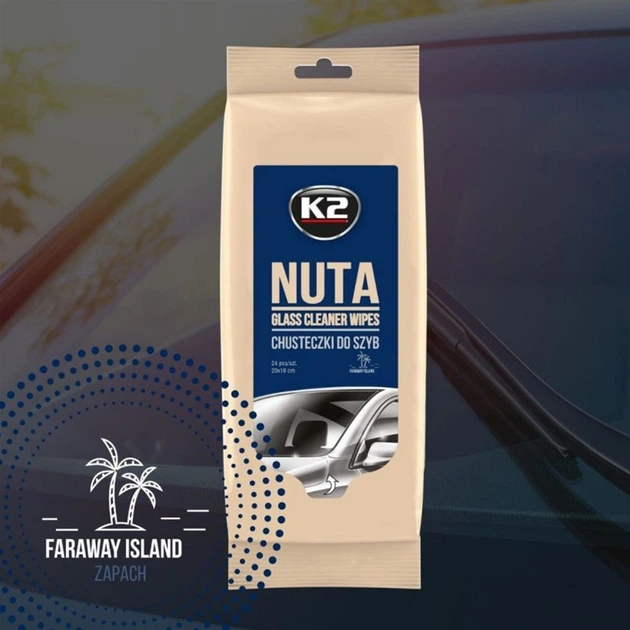 Ściereczki nawilżane K2 NUTA WIPES do czyszczenia szkła i luster 24 sztuki (5906534002204) - obraz 2