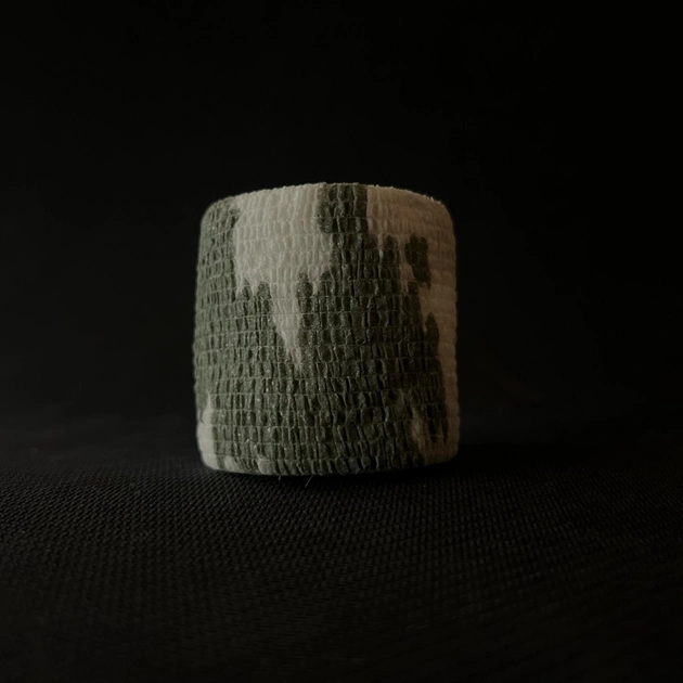 Маскировочная оружейная камуфляжная лента, клейкая, эластичная, кинезио тейп Зимний лес - изображение 1