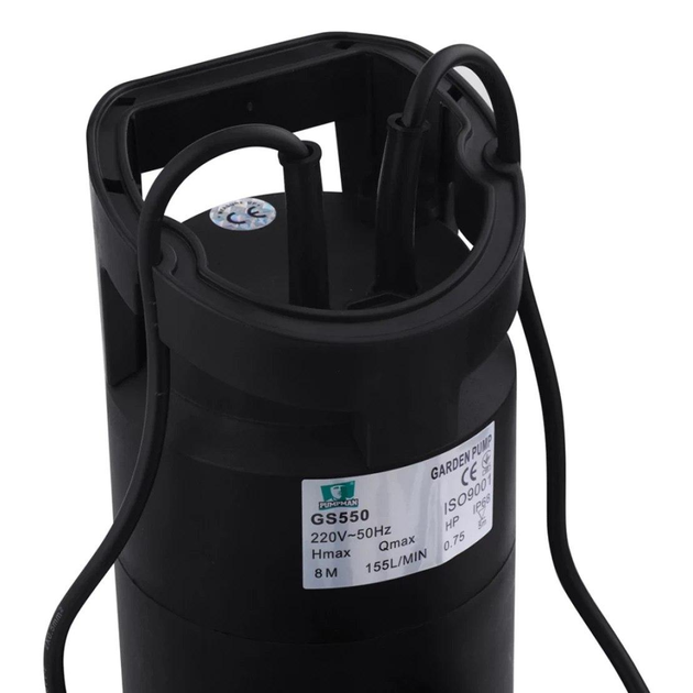Насос дренажний Pumpman GS550 Нmax 8 м Qmax 9,3куб.м 550 Вт пластик Кабель 10 м (CV029786) - зображення 2