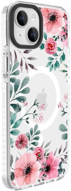 Etui plecki Evelatus MagSafe Customized Print do Apple iPhone 15 Flower Transperent (4752192067106) - obraz 1