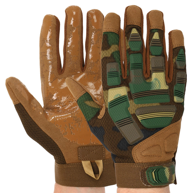 Перчатки тактические с закрытыми пальцами Military Rangers BC-8799 XL Камуфляж Woodland - изображение 1
