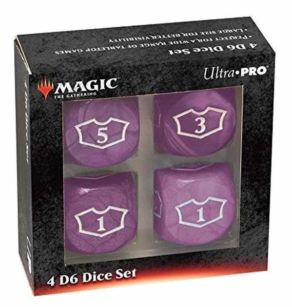 Zestaw kostek do gry Ultra Pro Magic the Gathering Black Mana 22 mm 4 szt (74427868284) - obraz 1