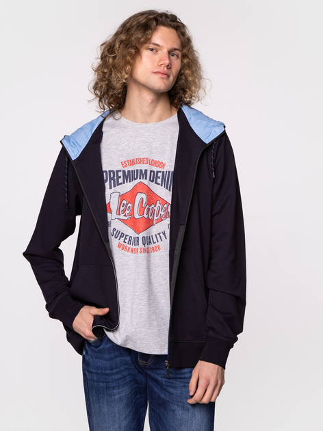 Bluza męska rozpinana streetwear z kapturem Lee Cooper Evan-4202 XL Granatowa (5904347393687) - obraz 1