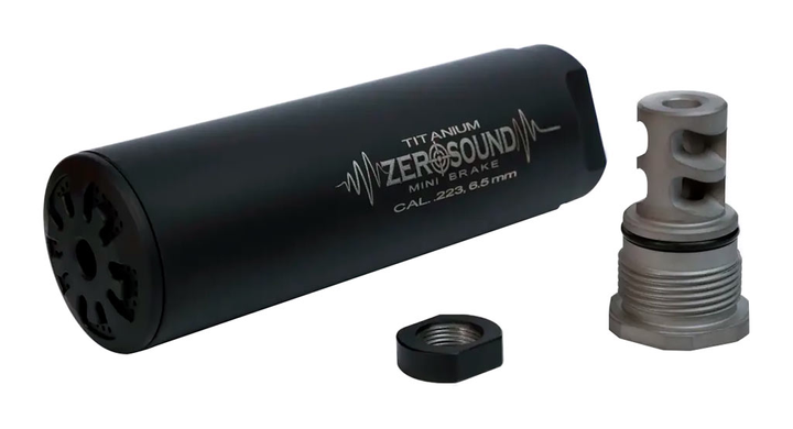 Глушник Zero Sound TITANium Mini Brake кал. 223 - 6,5 Creedmoor. Різьба 1/2"-28 UNEF - зображення 1