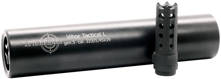 Глушник Tihon Vihor Tactical-L кал. 5,45/.223 Rem. Різьба 1/2"-28 UNEF (ДТК - сталь) - зображення 1