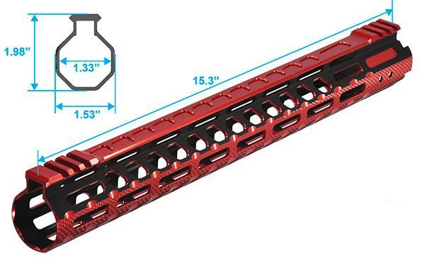 Цівка Leapers UTG PRO Ultra Slim15" для AR15 M-LOK Чорний/Червоний - зображення 2