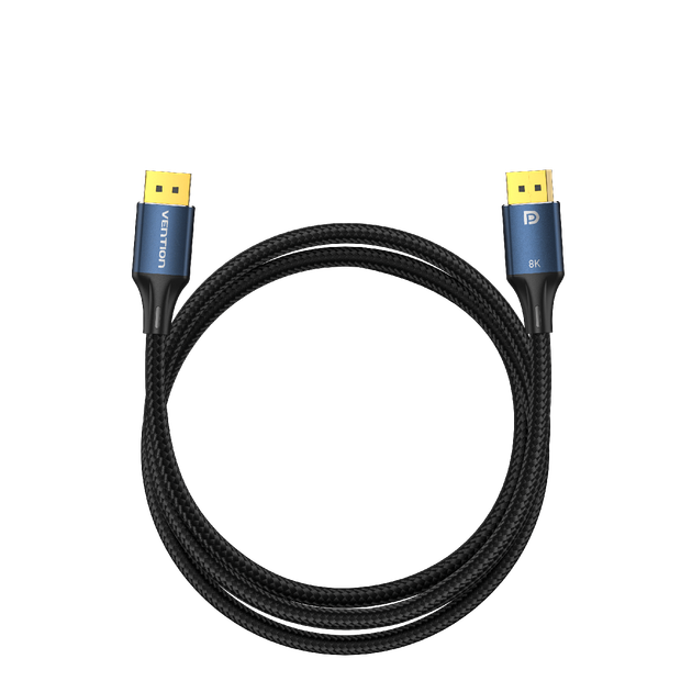 Кабель Displayport Vention DP-DP 1.4 8K Cotton Braided 2 м Blue (HCELH) - Фото 2 Кабель Displayport Vention DP-DP 1.4 8K Cotton Braided 2 м Blue (HCELH) - зображення 2