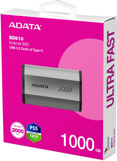 SSD диск Adata SD810 1TB 2.5" USB Type-C 3D NAND TLC Silver (SD810-1000G-CSG) - зображення 6