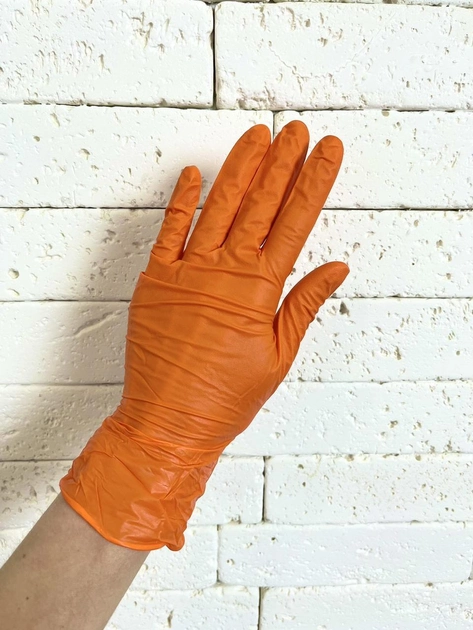 Нітрилові рукавички Medicom SafeTouch Advanced Orange розмір M помаранчеві 100 шт - зображення 2