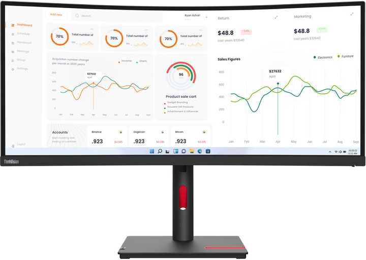 Monitor 34" Lenovo ThinkVision T34w-30 (63D4ZAT1EU) - obraz 1