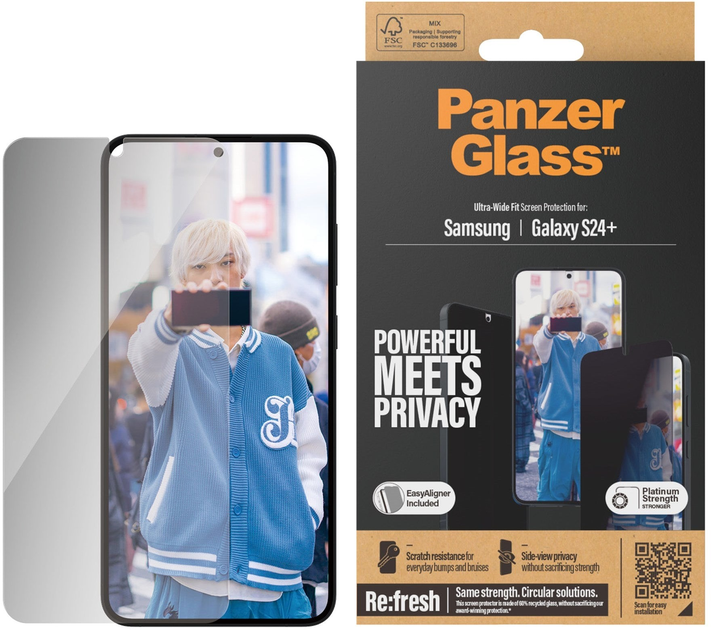 Захисне скло PanzerGlass Privacy Screen Protector для Samsung Galaxy S24 Plus Black (5711724173516) - зображення 1