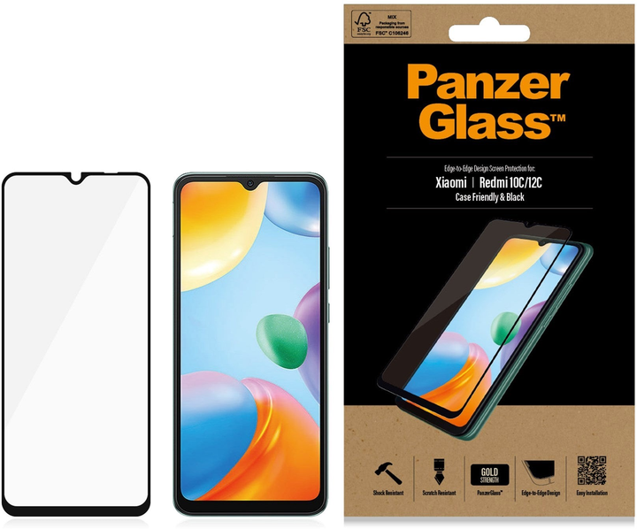 Захисне скло PanzerGlass Screen Protector для Xiaomi Redmi 12C/10C Black (5711724080609) - зображення 3