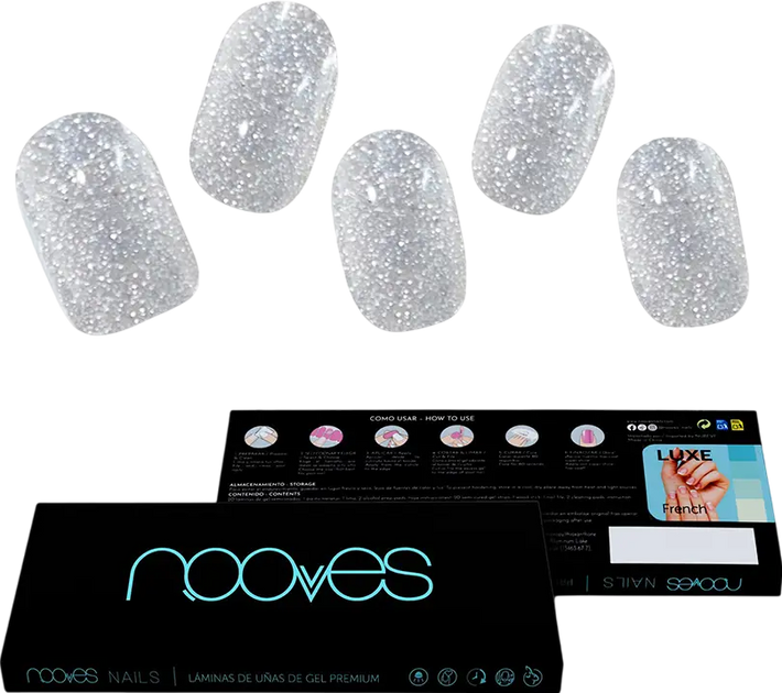 Гель-плівка для нігтів Nooves Laminas Dazzling Diva Premium Glam Glitter Gris 20 шт (8436613950470) - зображення 1