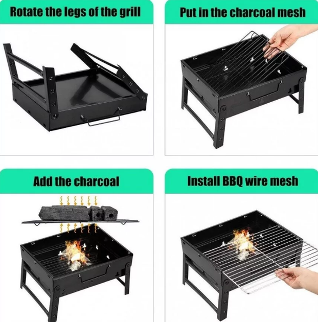 Мангал міні гриль барбекю переносний складаний BBQ Grill Portable TL-372 (5849) - зображення 4