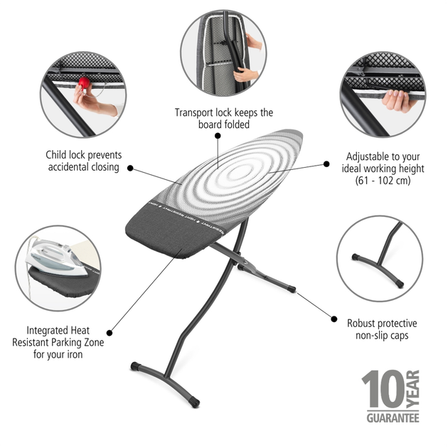 Доска гладильная Brabantia Ironing Tables D с жаропрочной зоной 135X45 см серый (345647) - изображение 4