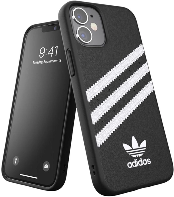Etui plecki Adidas OR do Apple iPhone 12 mini Black/White (8718846083584) - obraz 1