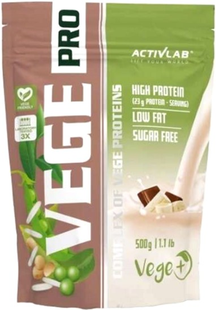 Протеїновий коктейль Activlab Vege Pro Банан із шоколадом 500 г (5907368802923) - зображення 1