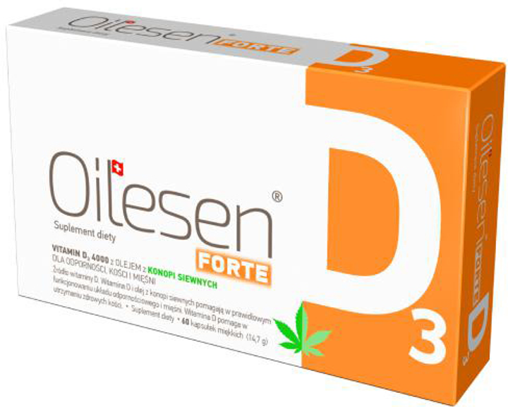 Вітамін D3 Valentis Oilesen Forte 4000 IU 60 капсул (7640153060860) - зображення 1