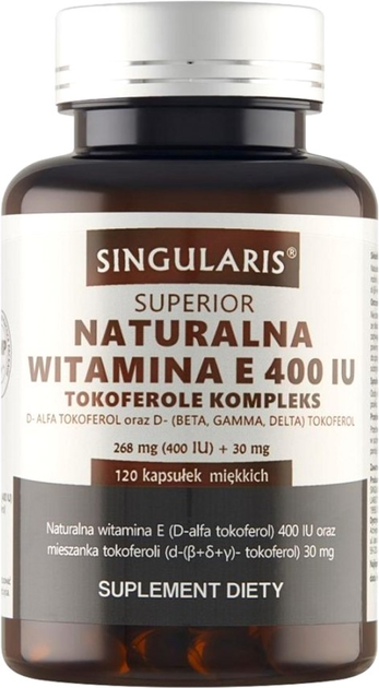 Witamina E Singularis Natural Tocopherols Complex 400IU 120 caps (5903263262756) - obraz 1
