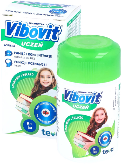 Вітамінно-мінеральний комплекс Teva Vibovit Uczeń 30 таблеток (5900004073268) - зображення 1