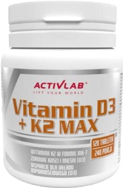 Вітамінний комплекс Unipro Vitamin D3 + K2 Max 120 таблеток (5907368800523) - зображення 1