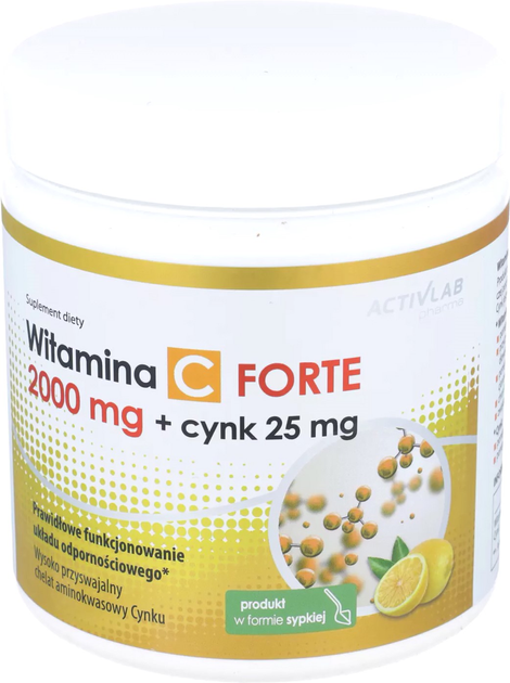 Kompleks witamin i minerałów ActivLab Pharma Forte Witamina C 2000 Mg + Cynk 25 Mg 500 g (5903260901481) - obraz 1