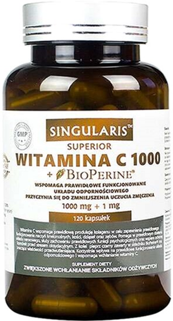 Вітамін C Singularis Superior 1000 + BioPerine 1 мг 120 капсул (5903263262268) - зображення 1