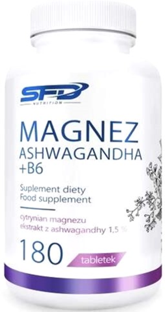 Вітамінно-мінеральний комплекс SFD Magnesium Ashwagandha + B6 180 капсул (5902837745220) - зображення 1