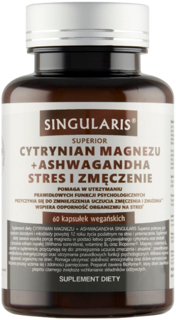 Kompleks witamin i minerałów Singularis Cytrynian Magnezu + Ashwagandha 60 caps (5907796631805) - obraz 1