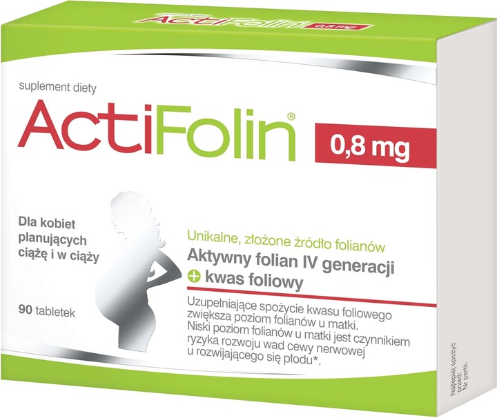 Вітамінний комплекс Polski Lek ActiFolin 0.8 Mg 90 таблеток (5904157900419) - зображення 1