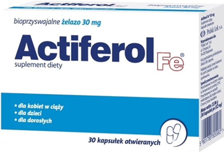 Żelazo Polski Lek ActiFerol Fe 30 Mg 30 caps (5901785305562) - obraz 1